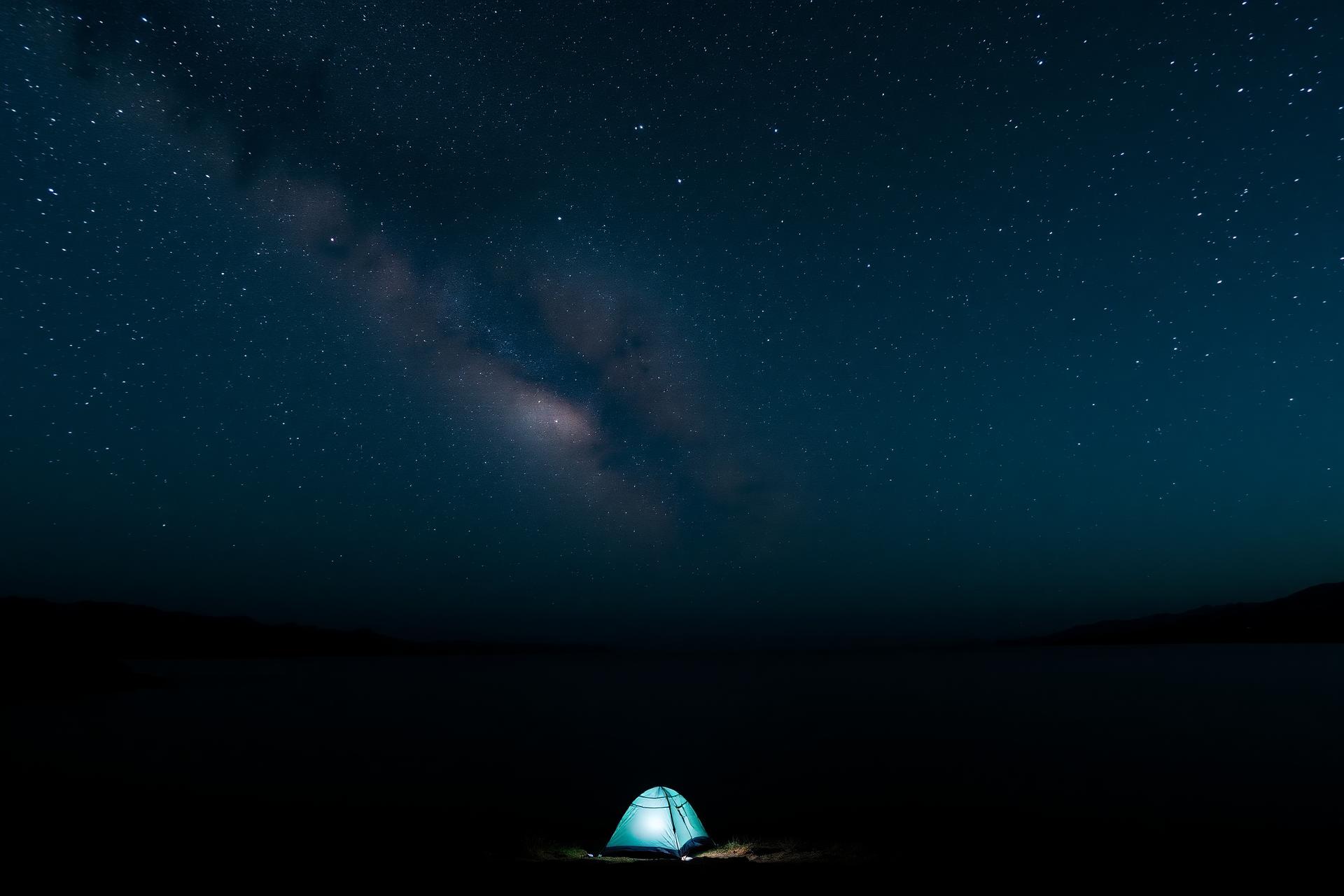 Έναστρος ουρανός πάνω από camping